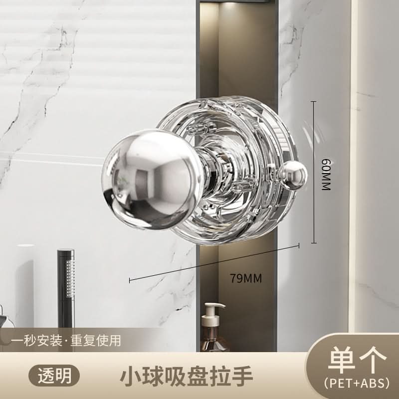 Punch-Free Suction Cup Glass Door Handle – For Cabinets & Refrigerators