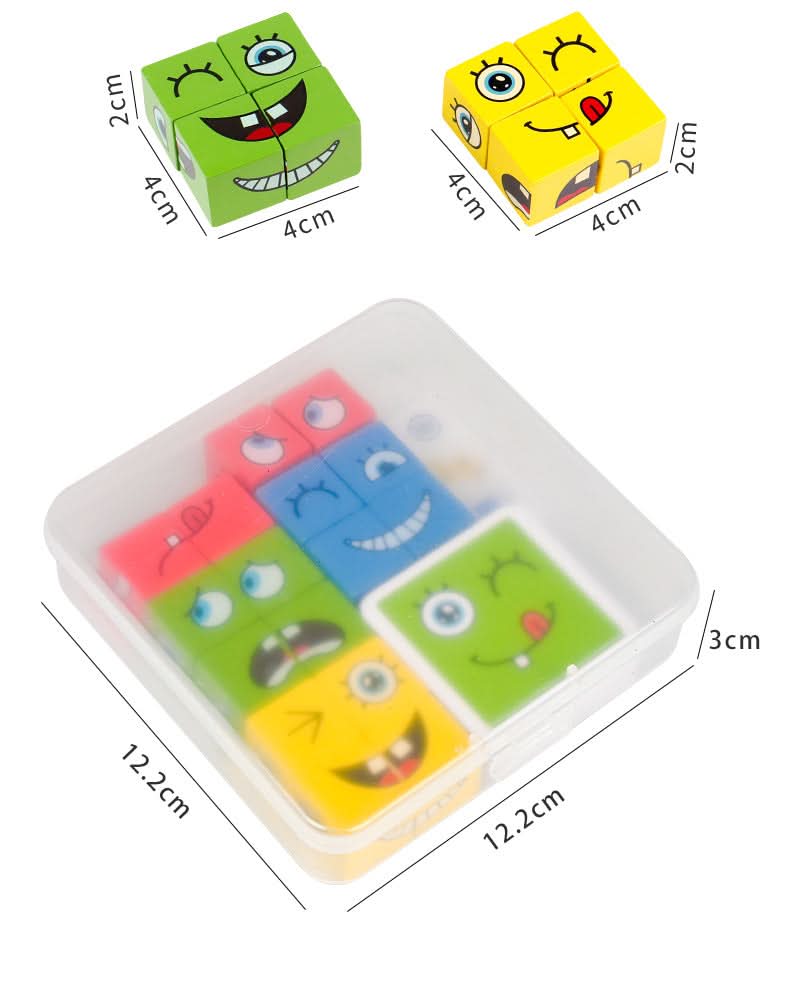 Face-Changing Wooden Puzzle Cube Game Toy