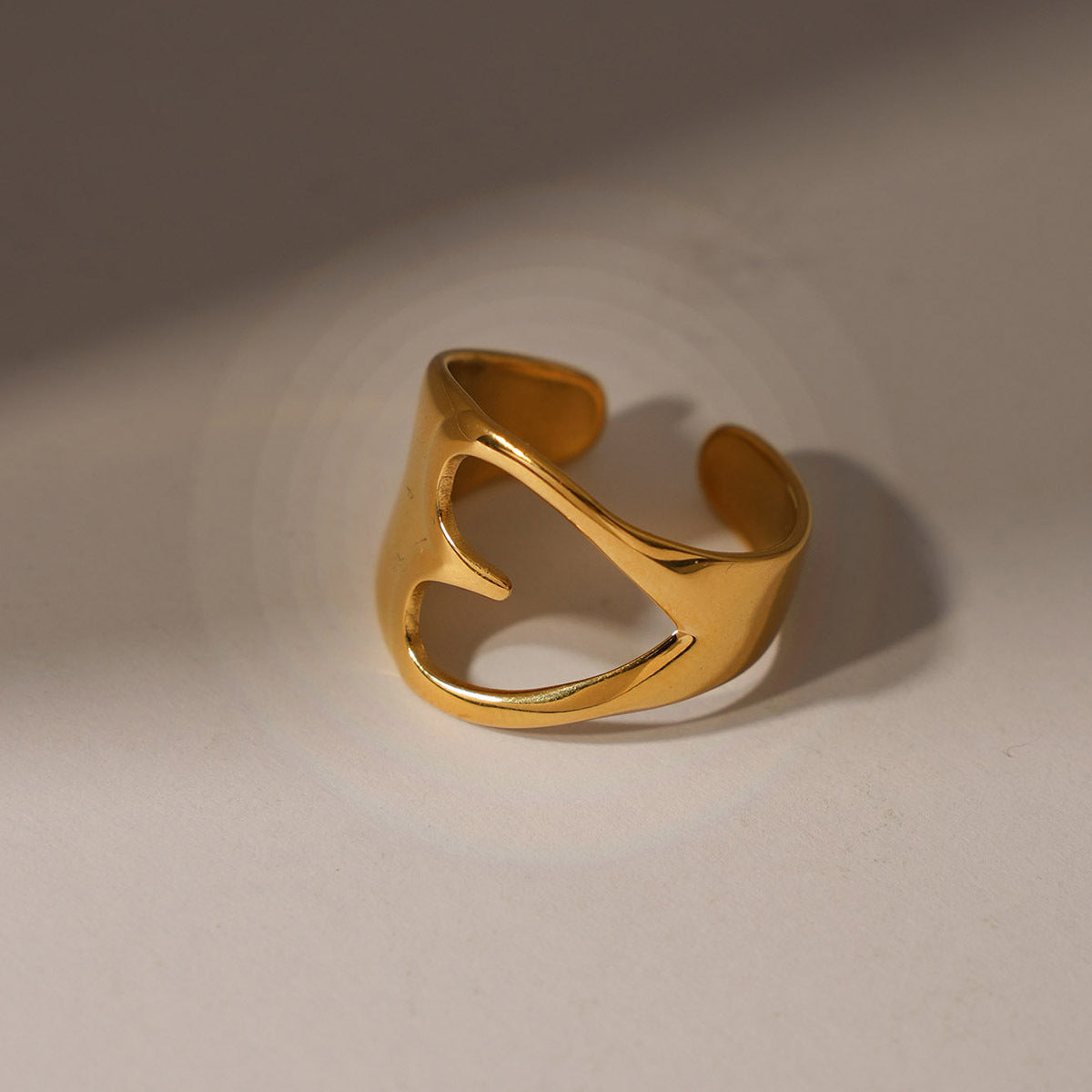 Gold Heart Open Ring – Adjustable Stainless Steel Love Ring for Women