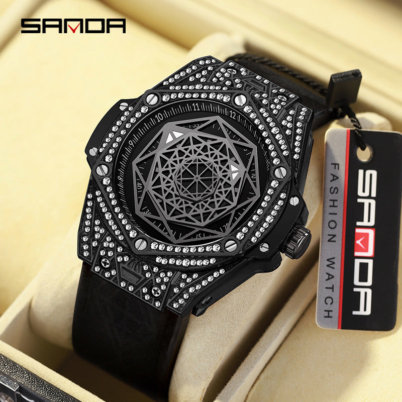 SANDA Men’s Diamond Automatic Watch – Luminous Waterproof Mechanical Watch