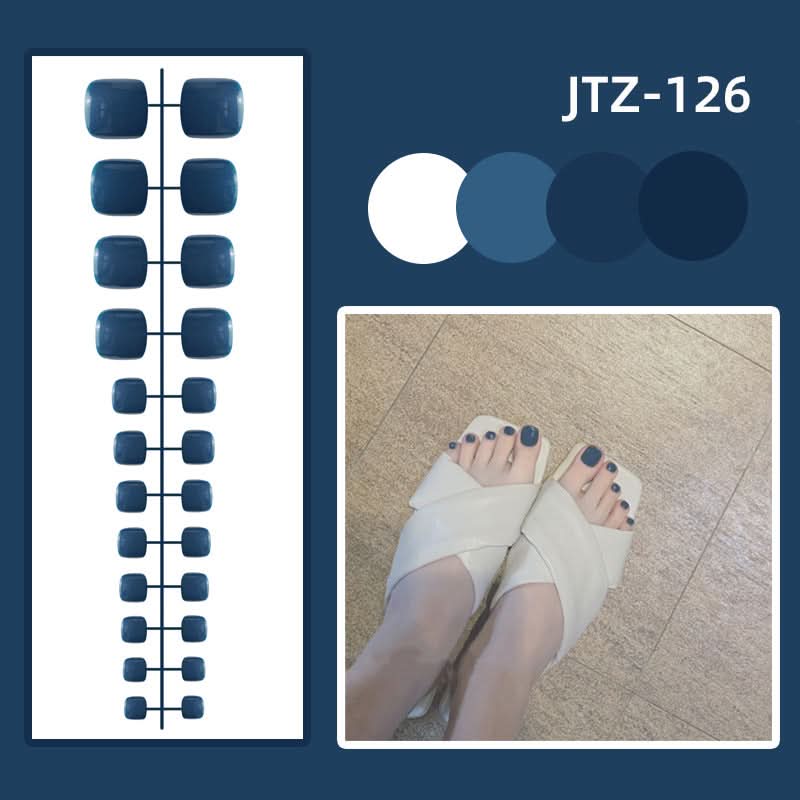 Glossy Toenail Nail Stickers – 24-Piece Finished Fake Nails Set