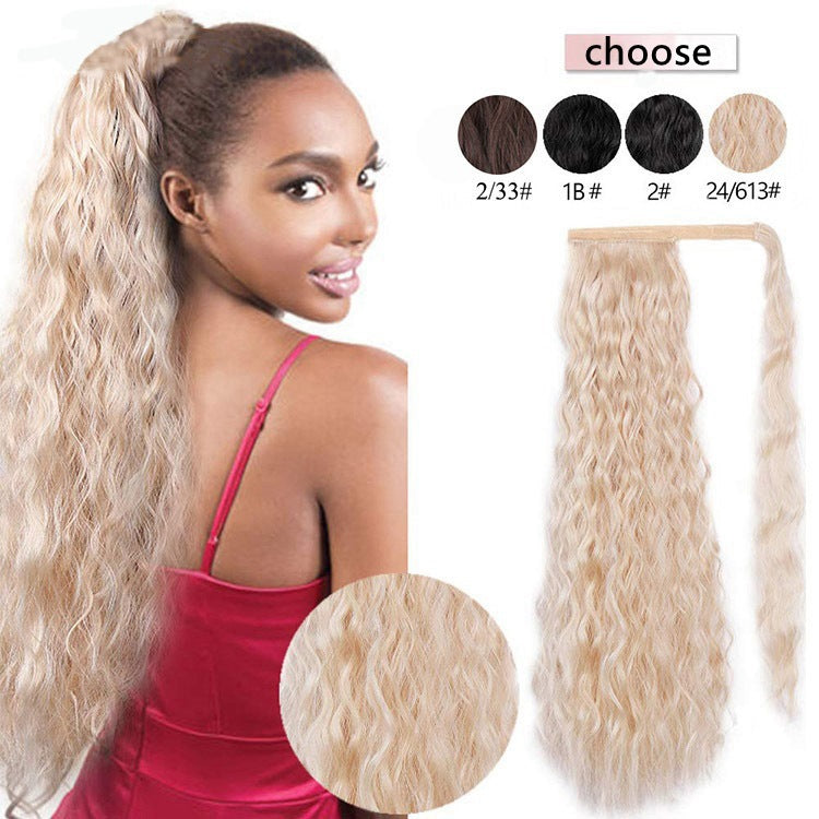 Fluffy Curly Ponytail Wig for Women – Water Ripple Velcro Extension - 55cm long