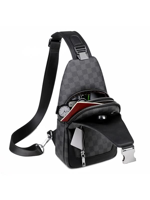 Men’s Checkerboard Chest Bag – Large Capacity Shoulder Sling Backpack
