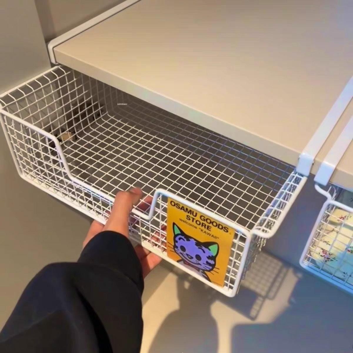Pull-Out Hanging Storage Shelf – Carbon Steel Organizer for Kitchen, Bathroom & Closet