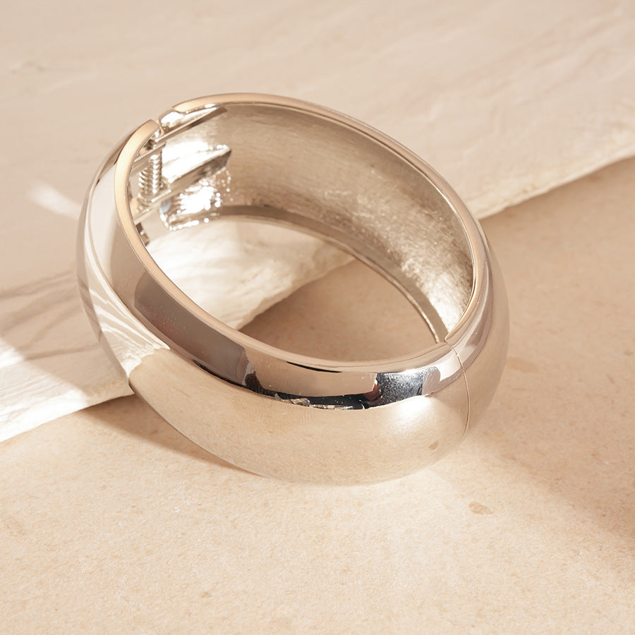 Minimalist Geometric Cuff Bracelet – Pleated Wide Open-Ended  Bangle Women’s Jewelry