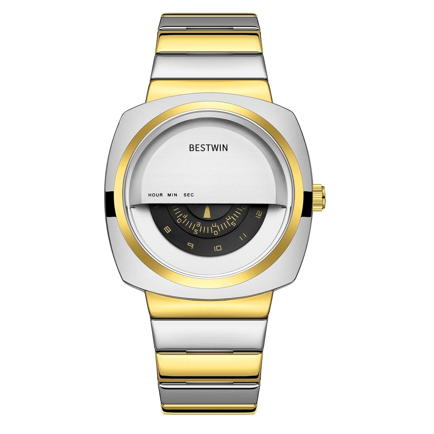 Men’s Oval Quartz Watch – Modern Business Style, Half-Open Dial