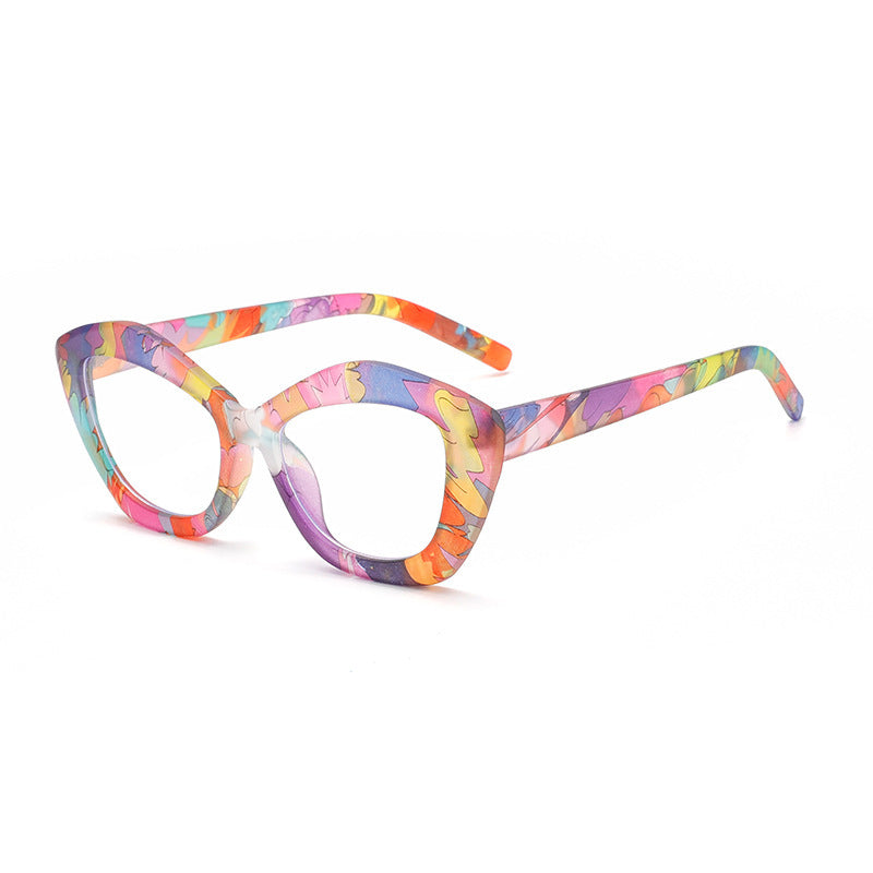Asymmetrical Marble Pattern Blue Light Glasses Frame – Trendy Unisex Eyewear