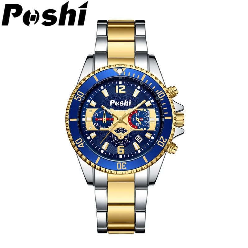 Men’s Stainless Steel Quartz Watch – Luminous Dial, Calendar