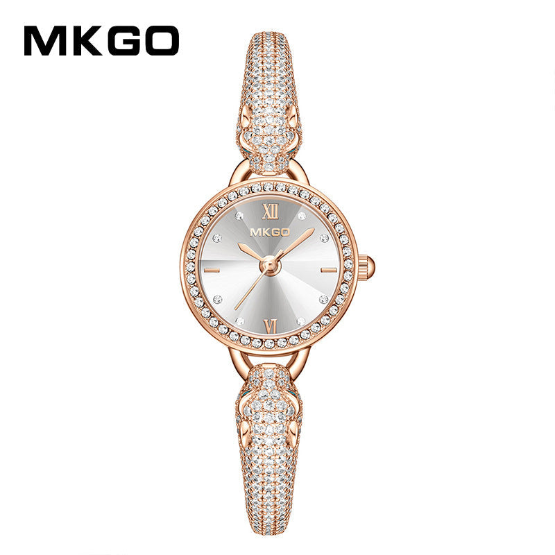 Mokago Women’s Diamond Leopard Head Quartz Watch – Fashion Bracelet Timepiece