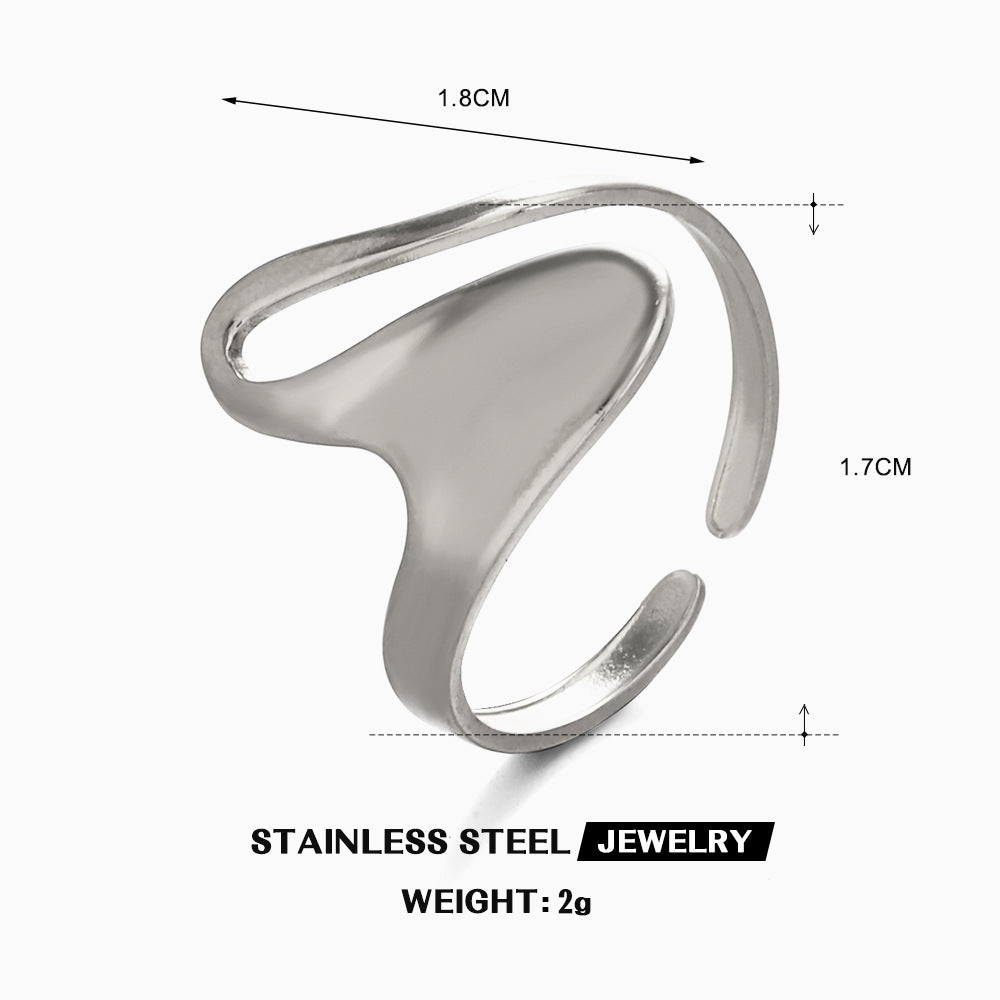 Fluid Wave Adjustable Statement Ring – Titanium Steel, Abstract Design for Women