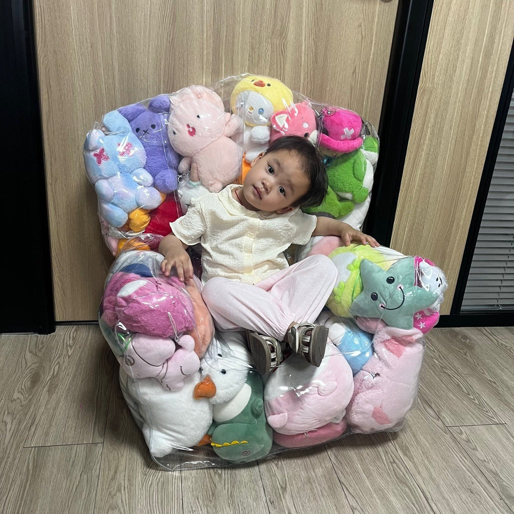 Transparent Plush Doll Lazy Sofa – Cute DIY Gift for Kids & Adults