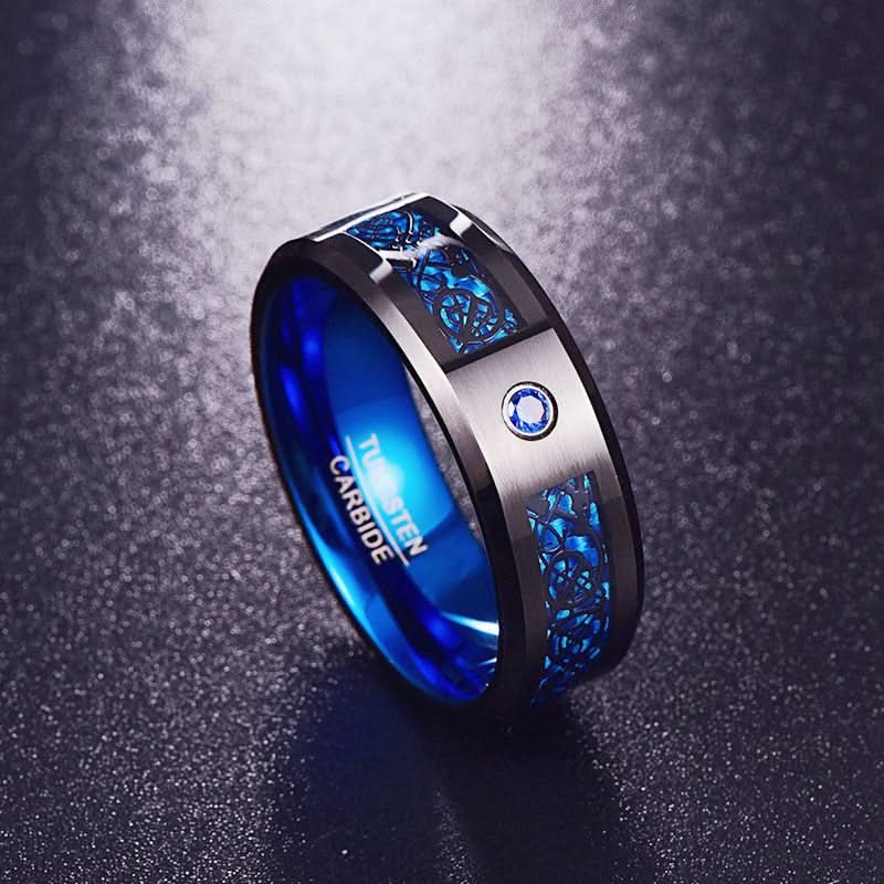 Men's Dragon Titanium Steel Ring with Zircon