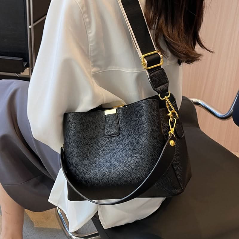 Women's PU Leather Bucket Crossbody Bag – Fashionable Handbag