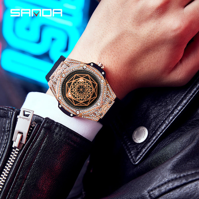 SANDA Men’s Diamond Automatic Watch – Luminous Waterproof Mechanical Watch