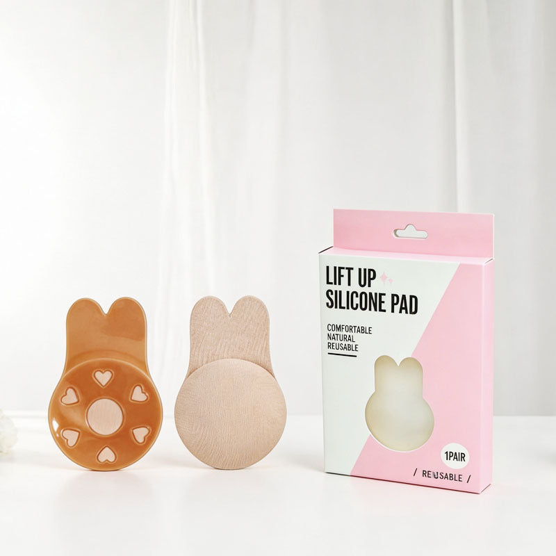 Rabbit Ear Bra Pads Strapless Self-Adhesive Silicone Invisible Bra Bunny Nipple Covers Push-Up Bra Pads Low-Cut Bust Enhancement