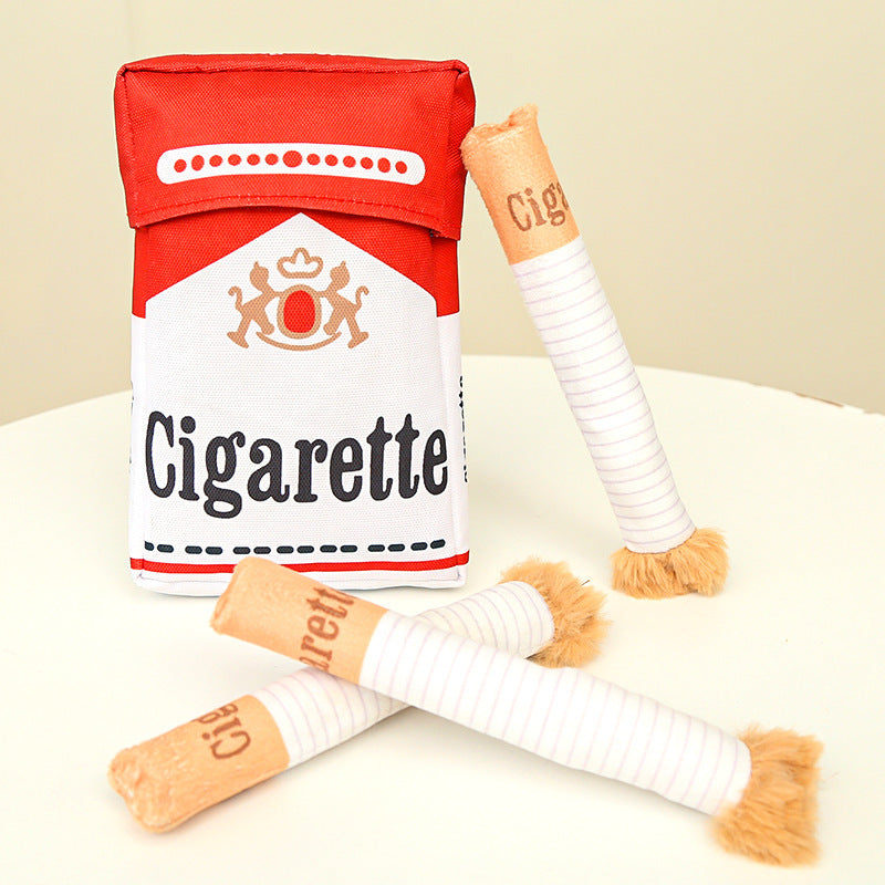 Plush Dog Chew Toy Set – Squeaky Cigarette Box Design, Sound-Making Pet Toys