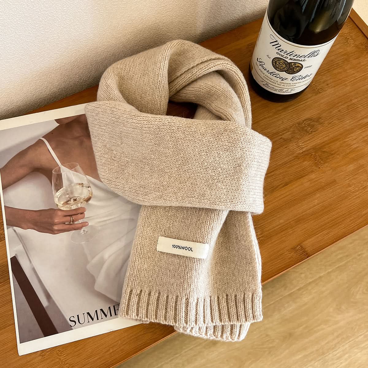 100% Pure Wool Winter Scarf – Solid Color for Adults
