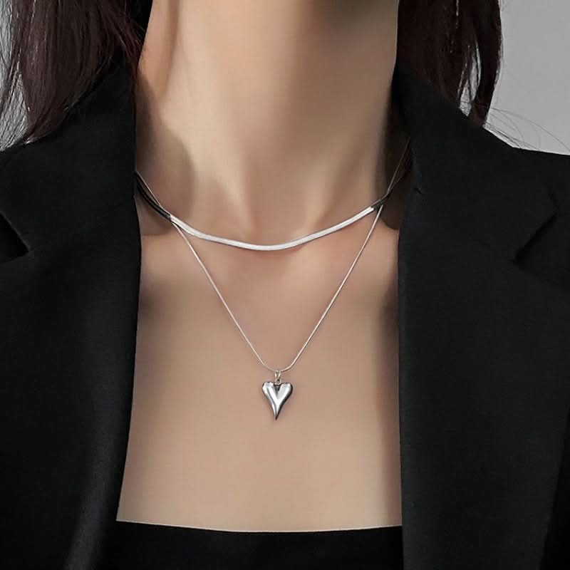 1 pc. Double-Layer Heart Pendant Necklace, Luxury Design