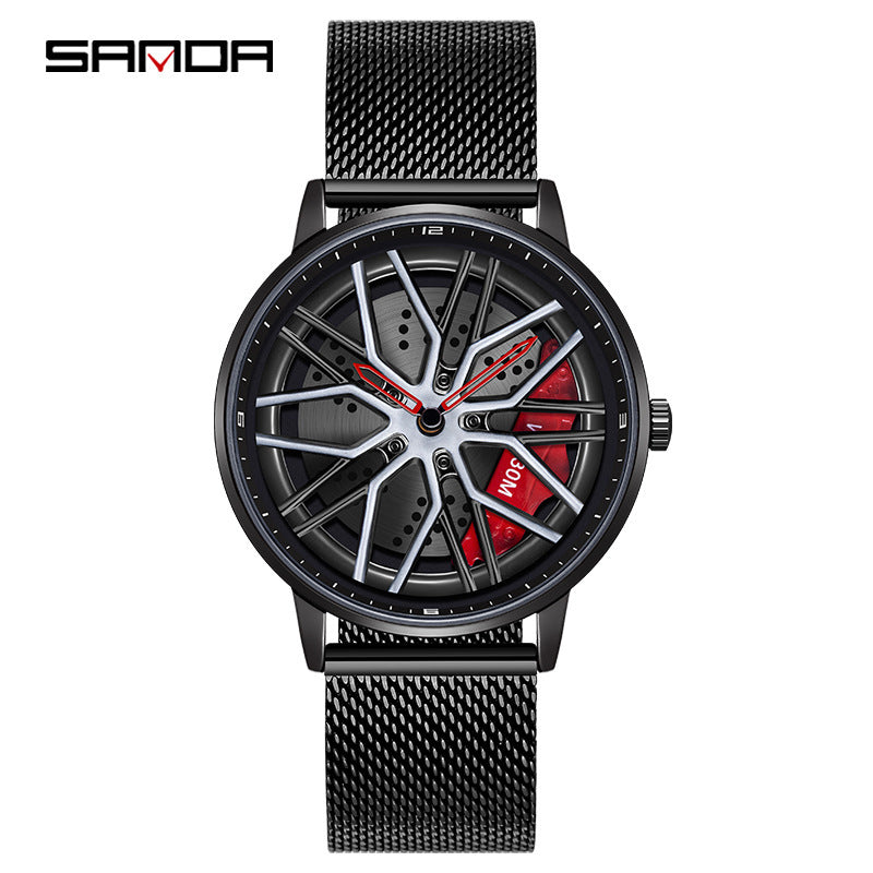 Sanda High-Value Men’s Quartz Watch – Mesh Strap, Waterproof 30M, Trendy Business Style