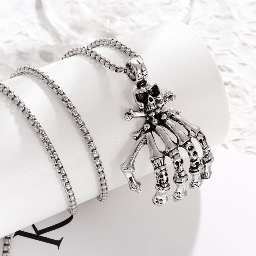 Skull Demon Hand Necklace for Men – European Fashion