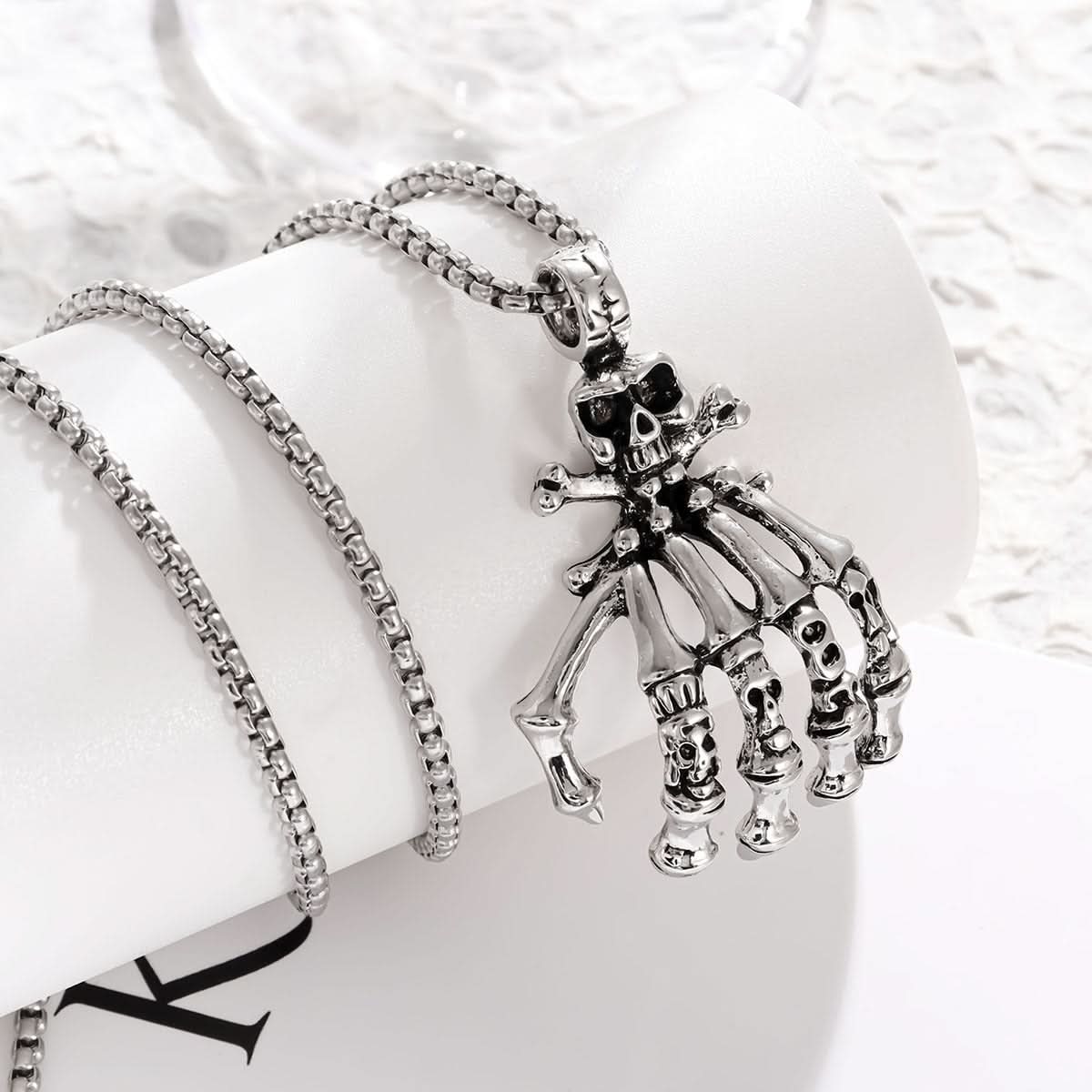 Skull Demon Hand Necklace for Men – European Fashion