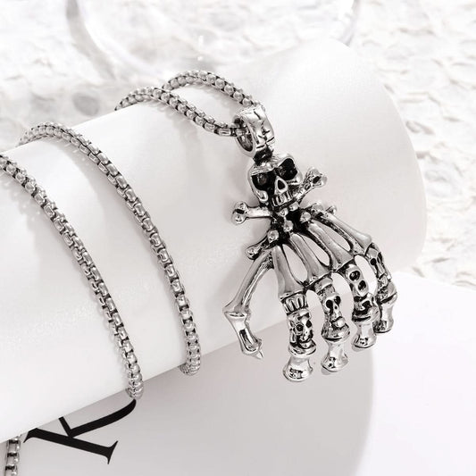 Skull Demon Hand Necklace for Men – European Fashion