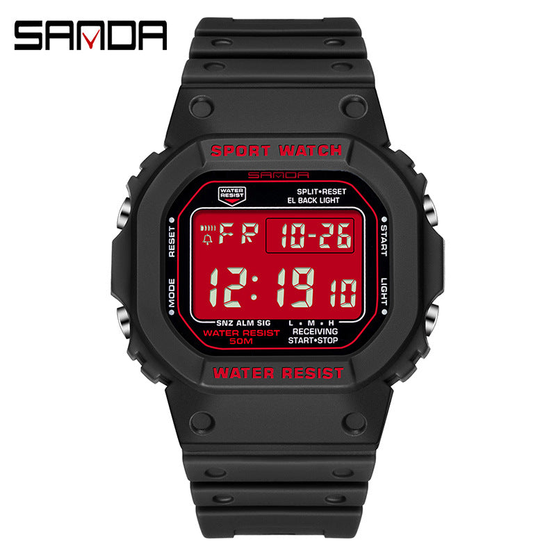 Sanda Square Digital Watch – Waterproof Luminous Outdoor Sports Student Watch