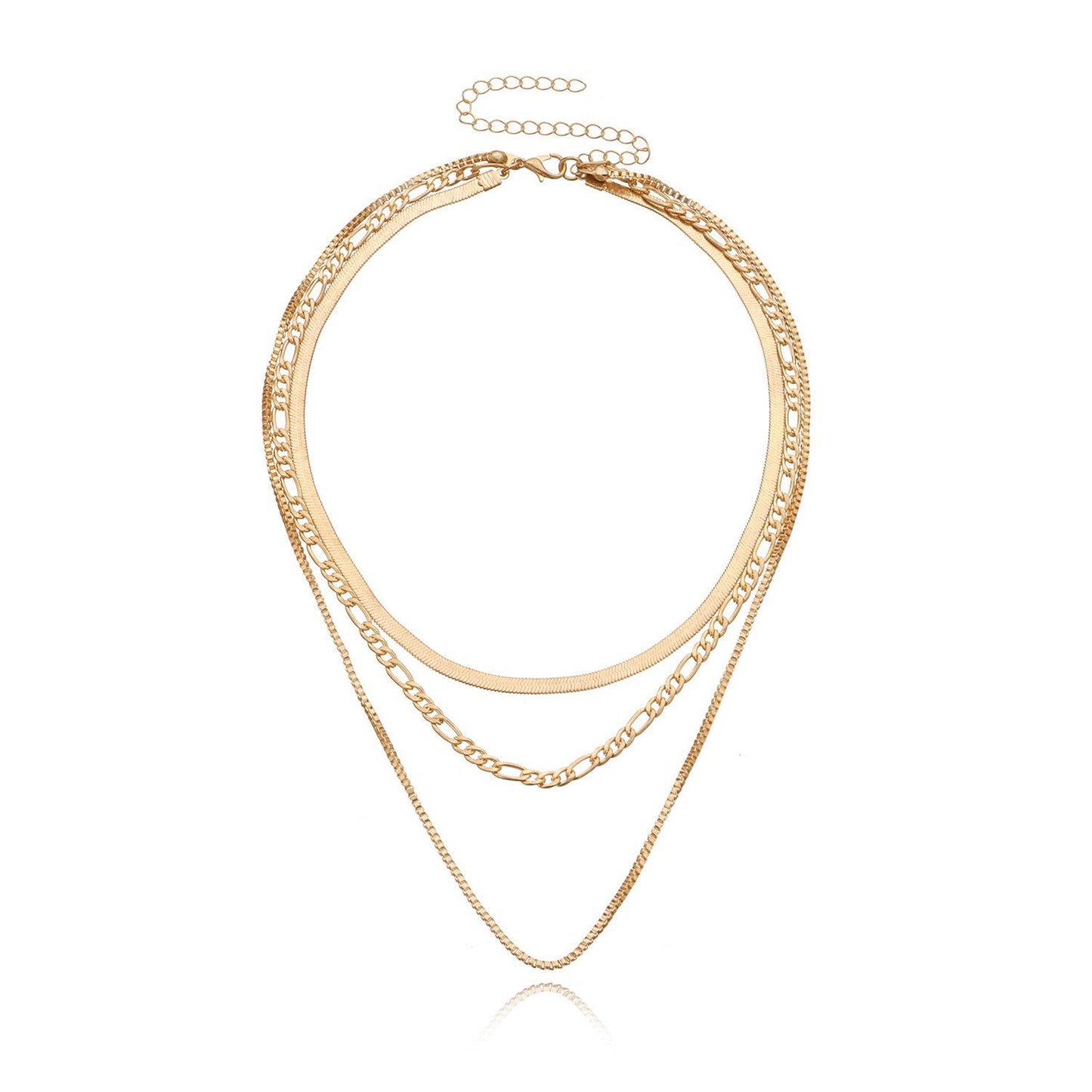 Geometric Layered Chain Necklace for Women – Punk Short Statement Jewelry