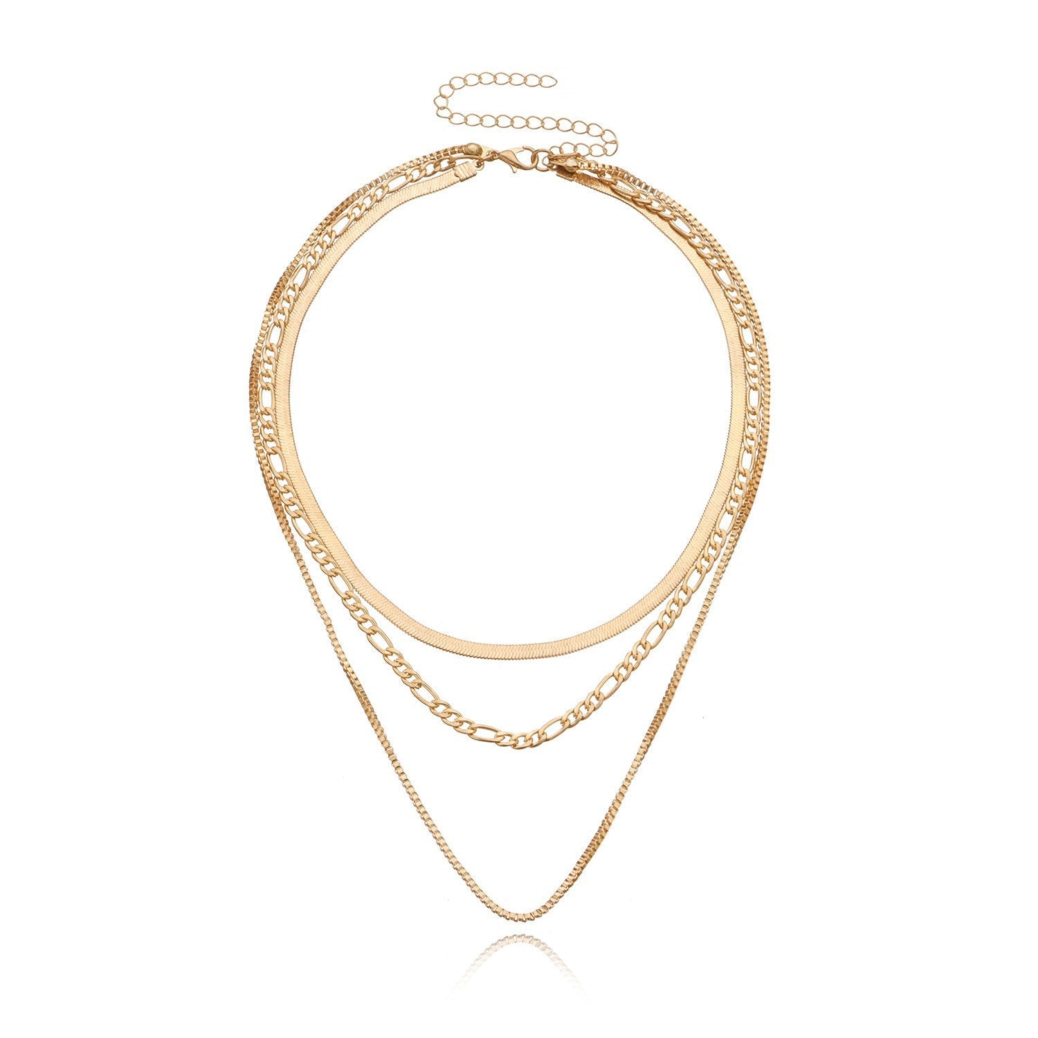 Geometric Layered Chain Necklace for Women – Punk Short Statement Jewelry