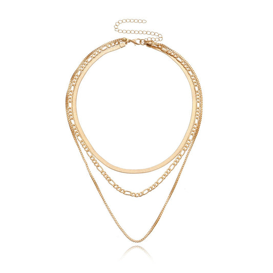Geometric Layered Chain Necklace for Women – Punk Short Statement Jewelry