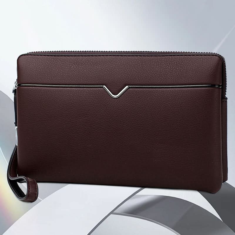Men’s PU Leather Zipper Long Wallet – Business Travel Clutch
