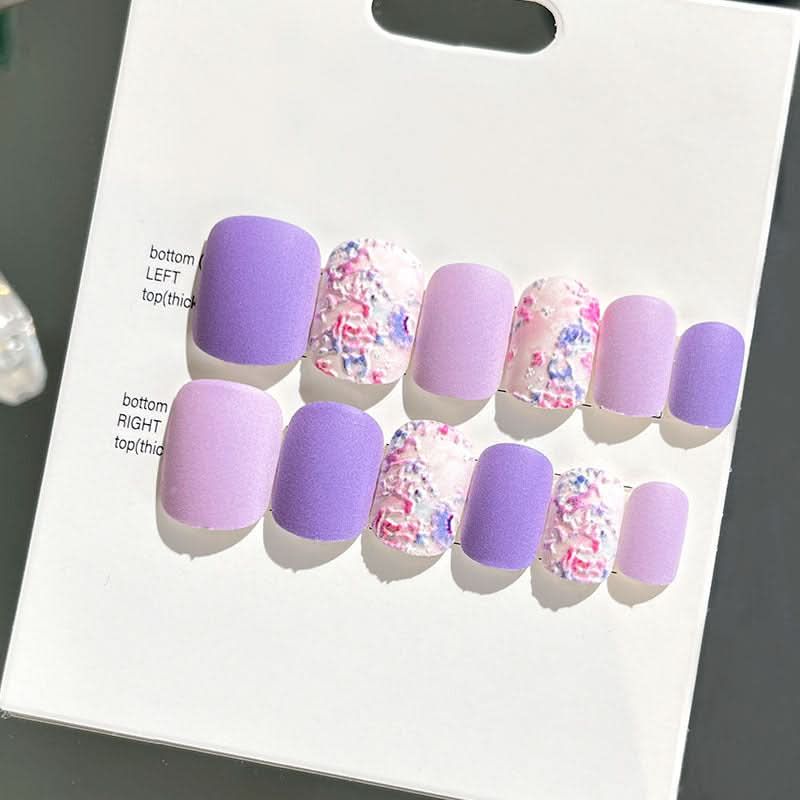 Wearable Embossed Short Bride Nail Art – Finished 3D False Nail Stickers