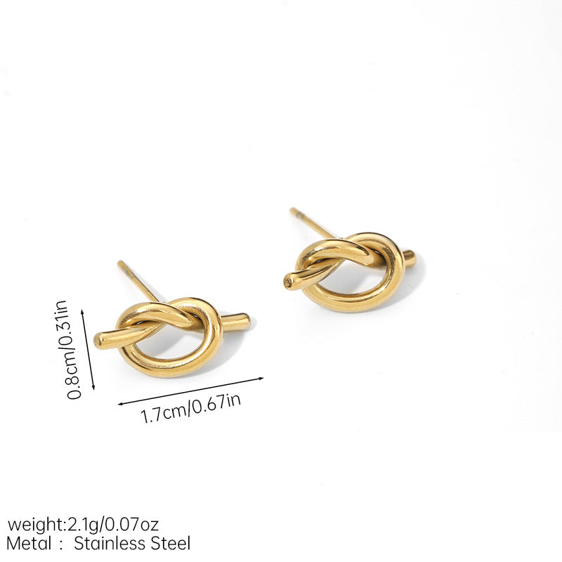 Gold Knotted Cross Earrings – Titanium Steel Geometric Jewelry for Women
