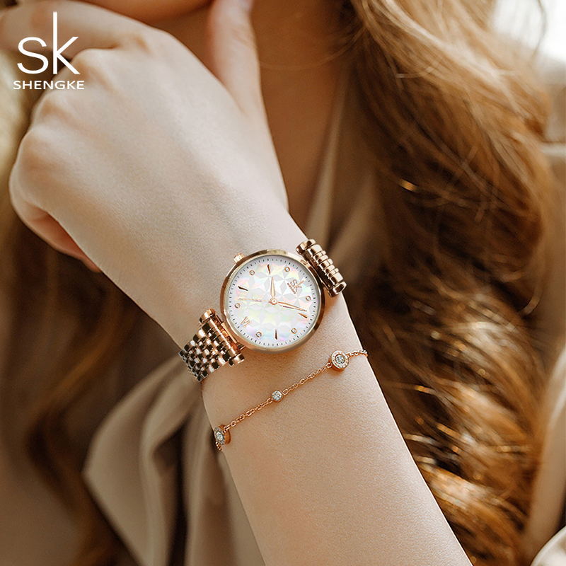 SK Women’s Quartz Watch – Stainless Steel Band, Round Dial, 30M Waterproof