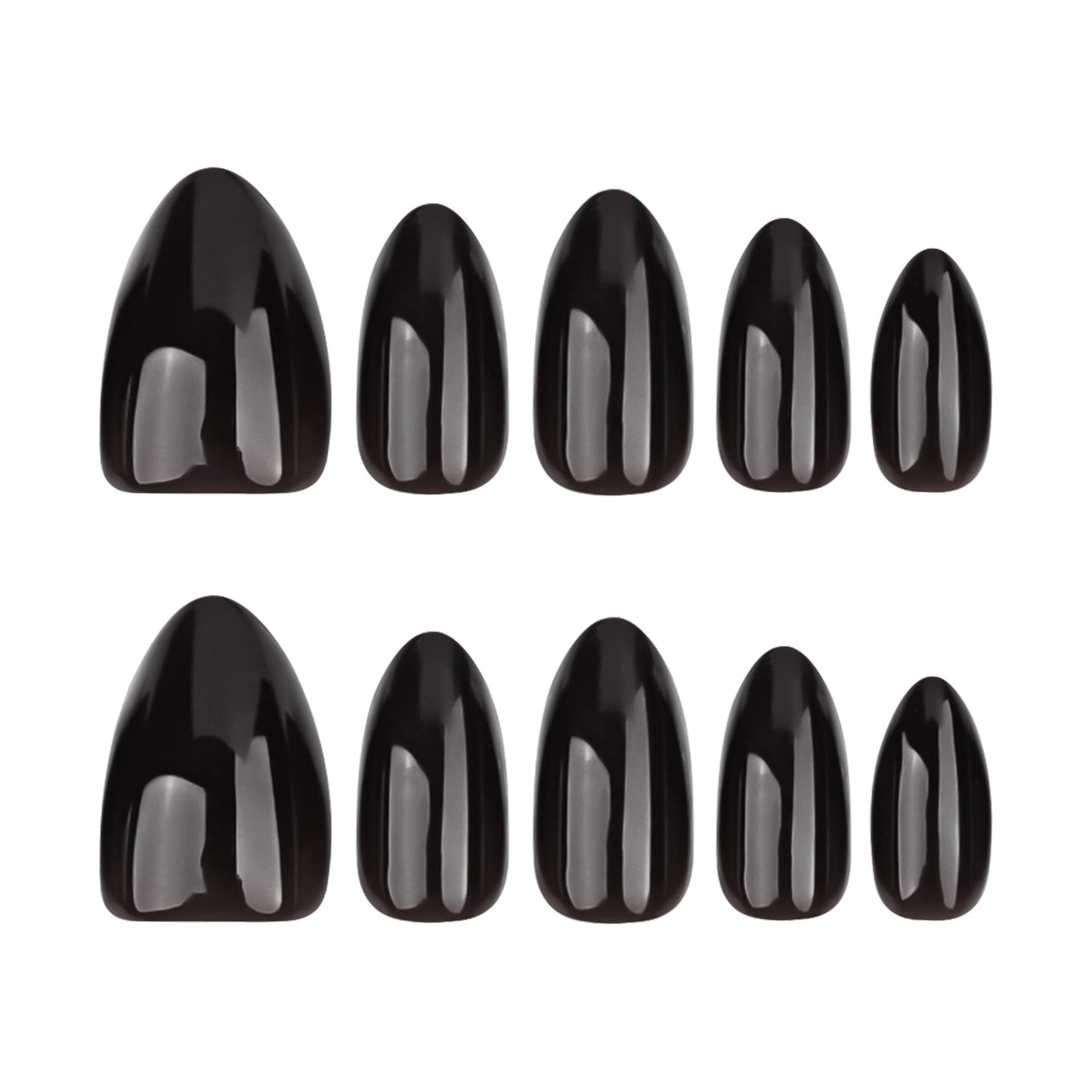 Glossy Black Almond Press-On Nails – Short Classic Glue-On Manicure
