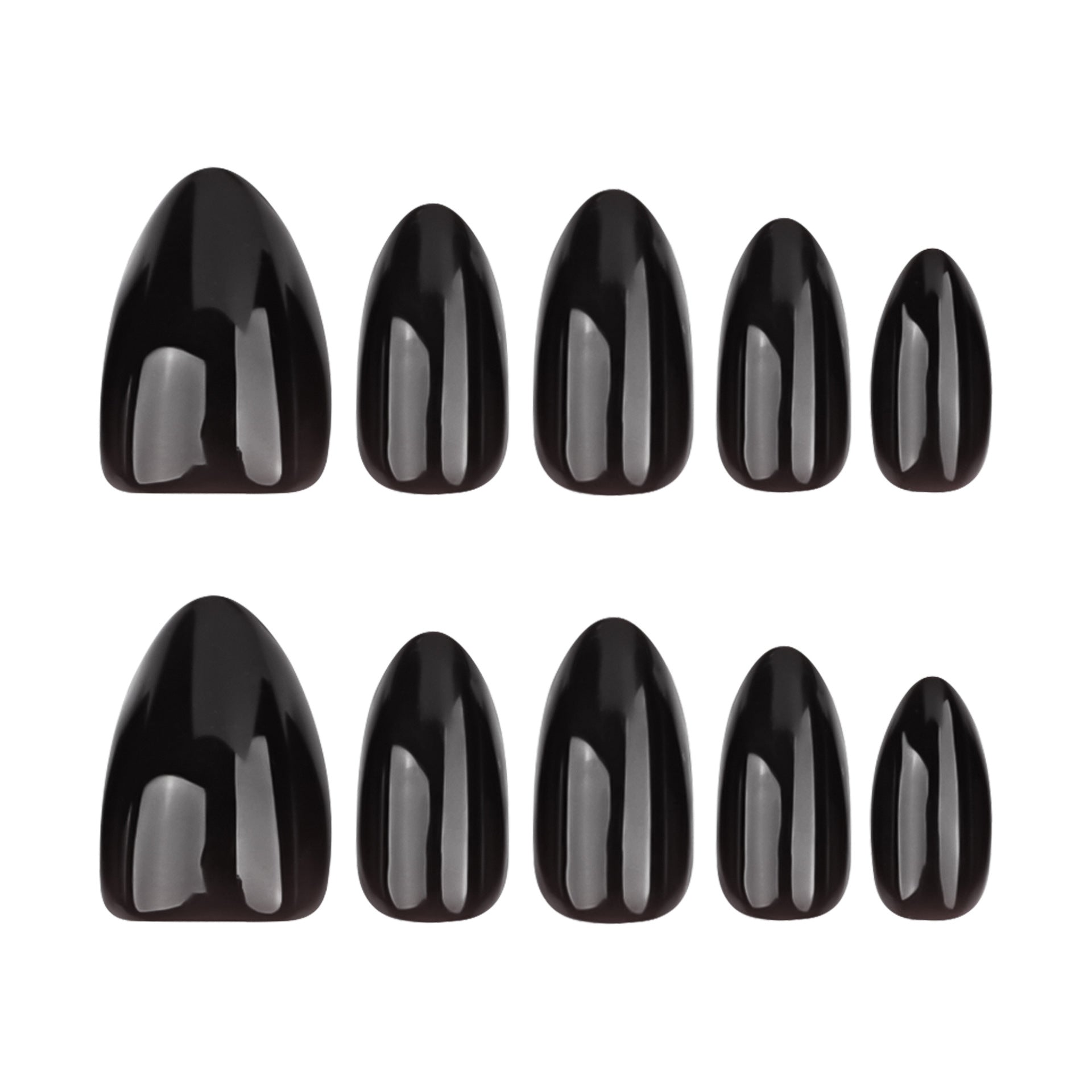 Glossy Black Almond Press-On Nails – Short Classic Glue-On Manicure