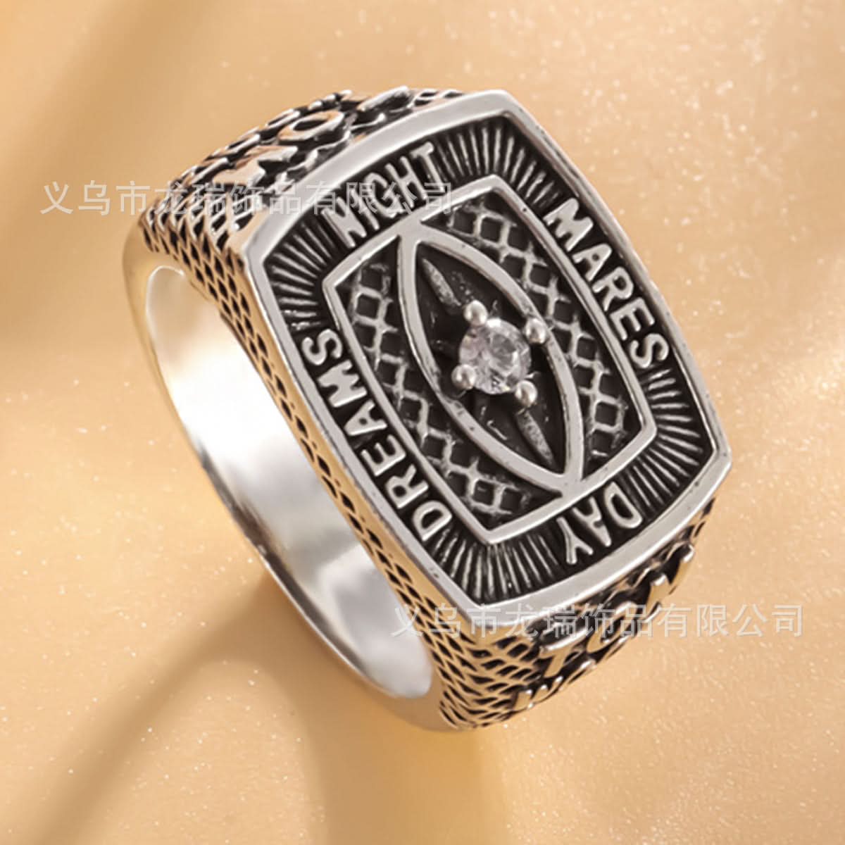 Men’s Gothic Eye Ring – Silver Punk Signet Band, Vintage Hip-Hop Jewelry