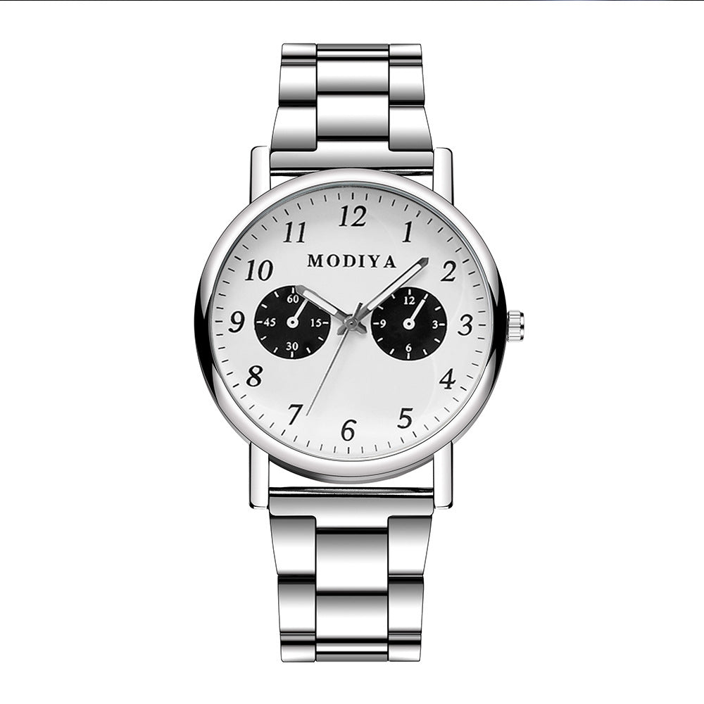 Men’s Casual Quartz Watch with Double Sub-Dials – Stainless Steel Strap