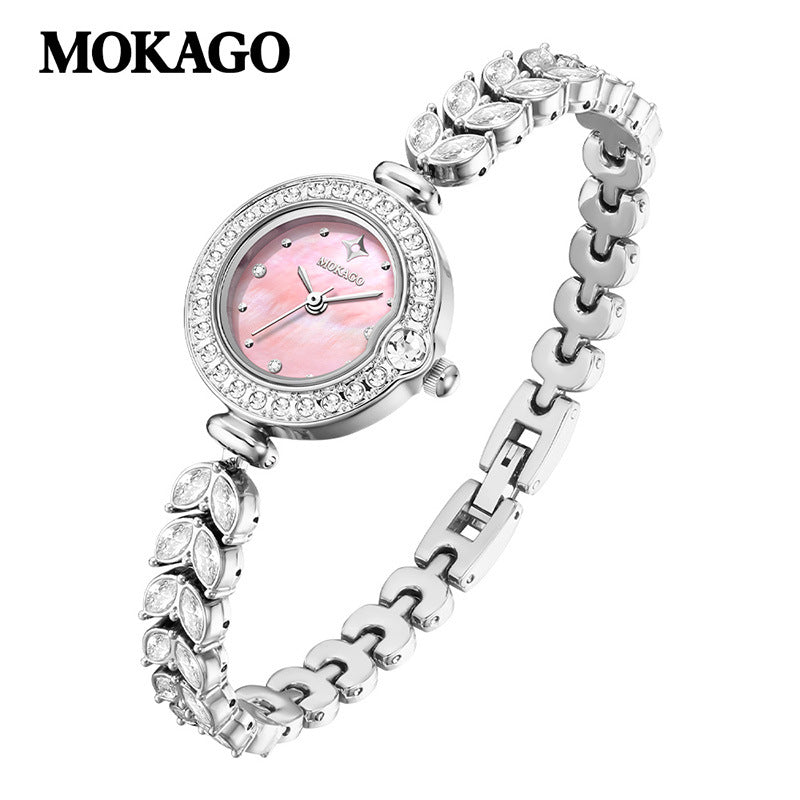 MOKAGO Women's Quartz Watch – Mermaid Tail Alloy Bracelet, Waterproof Timepiece
