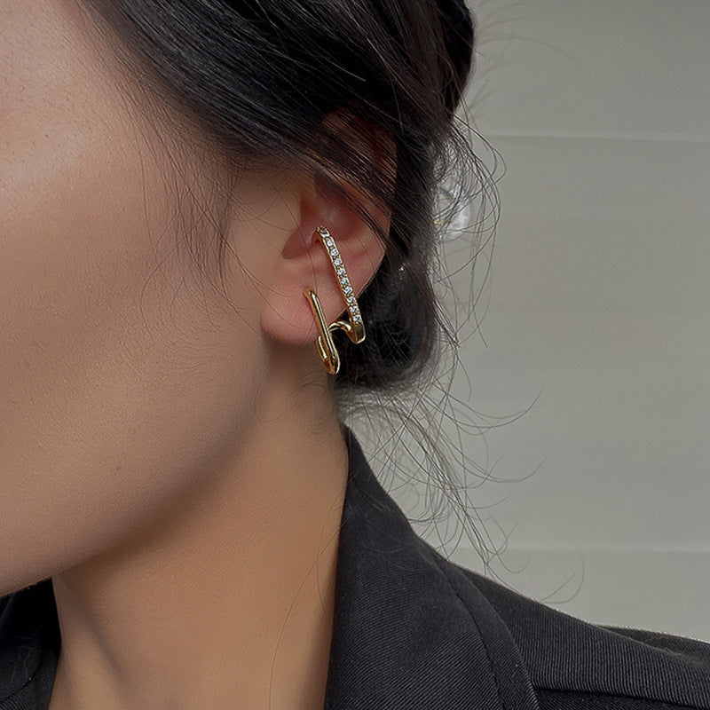 Silver Needle Geometric Earrings – Korean Light Luxury Jewelry for Women