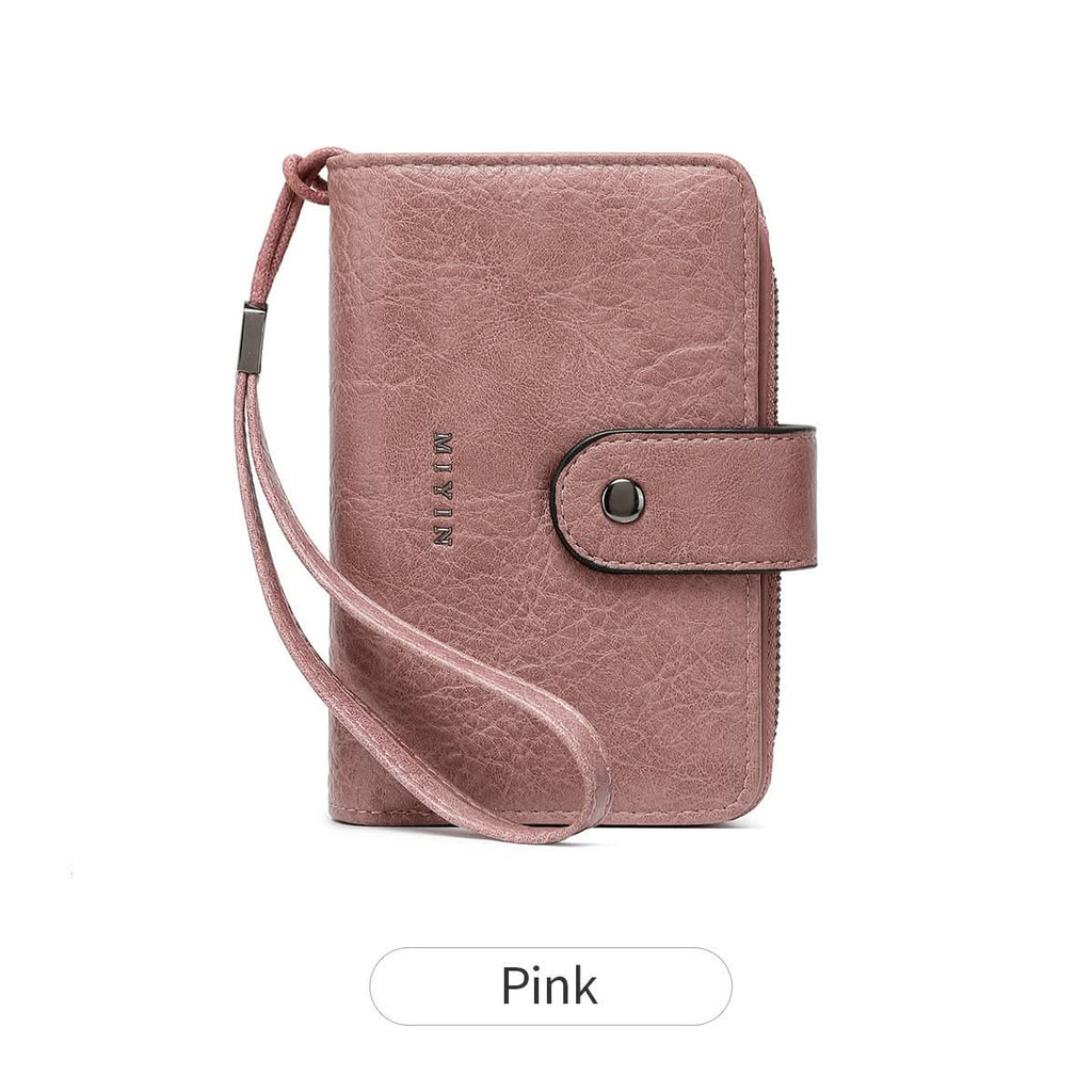 Women's RFID Blocking PU Leather Tri-Fold Wallet – Zipper Coin Purse
