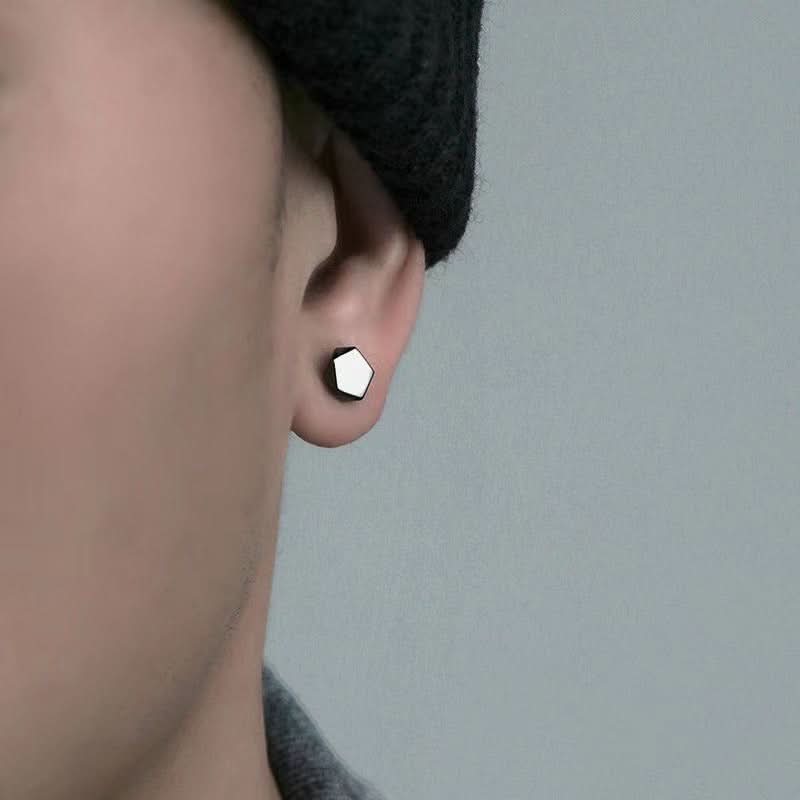 Magnetic Geometric Diamond Earrings for Men