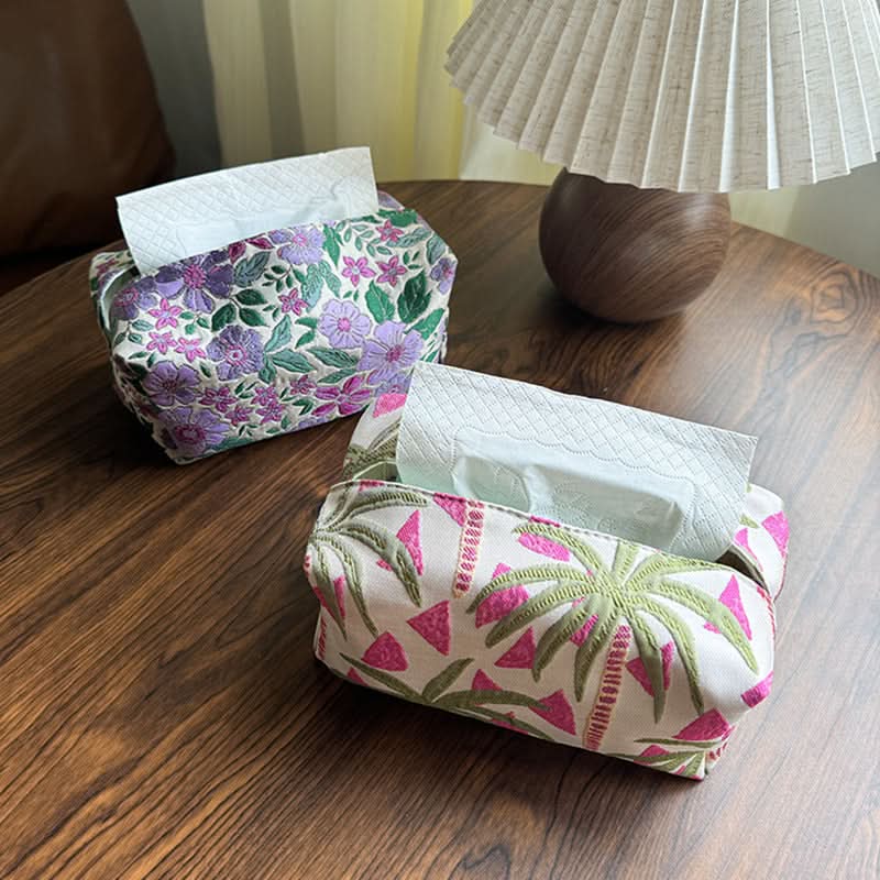 Creative Fabric Tissue Box Cover – Stylish Dust-Proof Tissue Holder for Home & Car