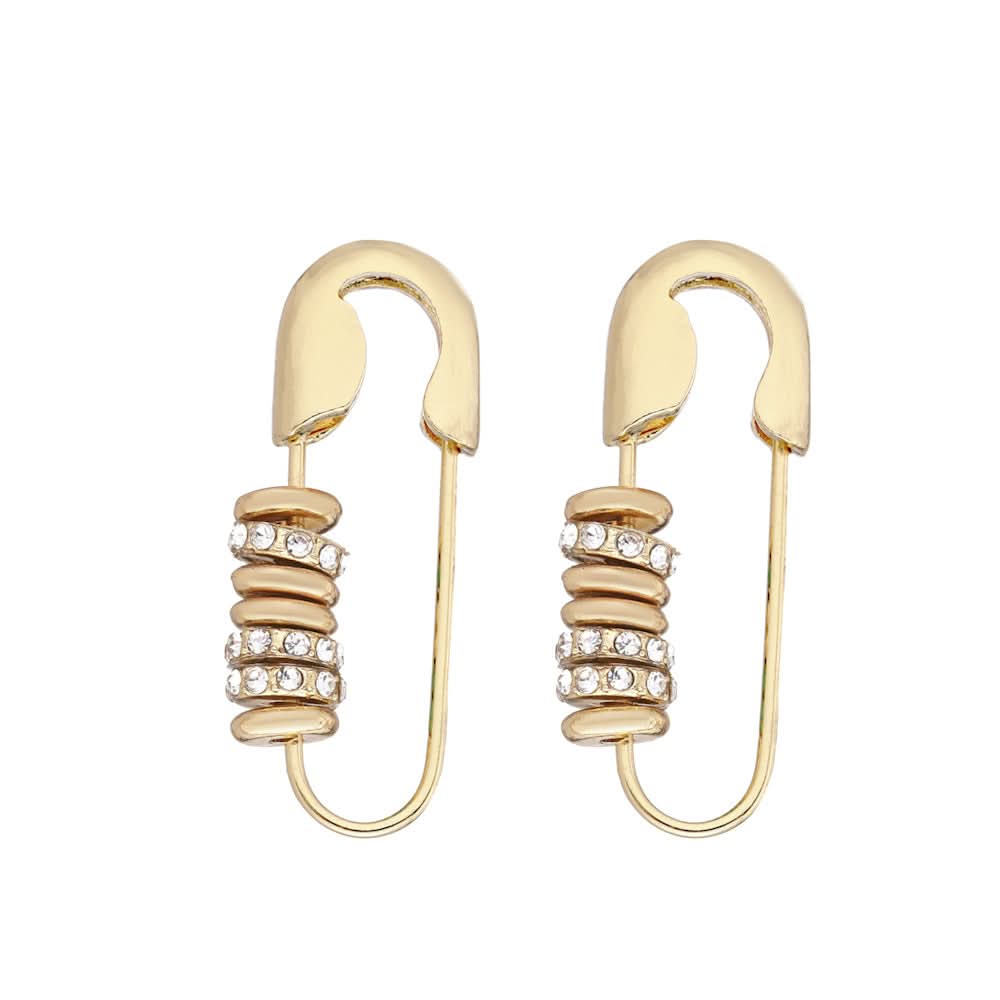 Safety Pin Earrings with Sparkling Stones