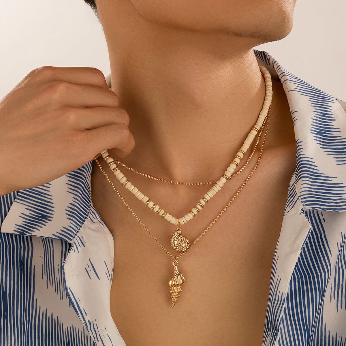 Men’s Beach Style Conch Necklace Set