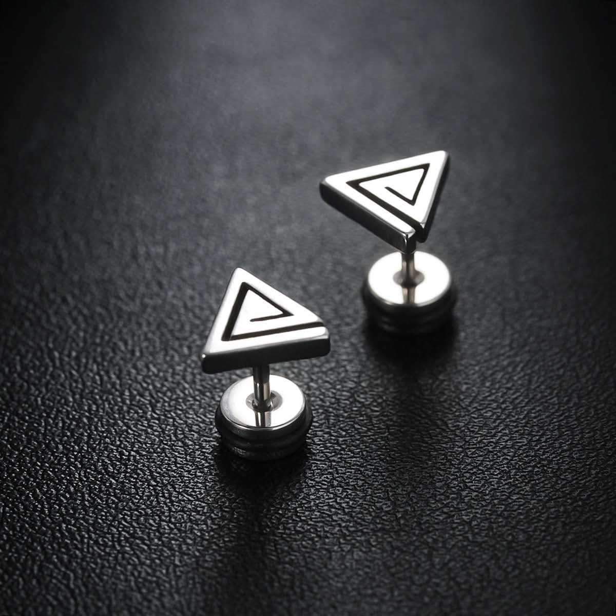 Men's Titanium Steel Triangle Stud Earrings – Unisex Fashion