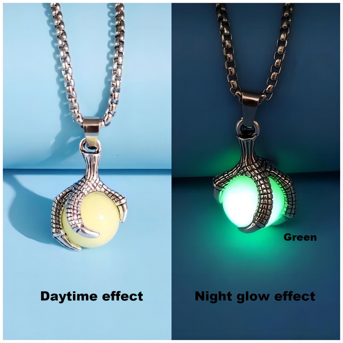Luminous Dragon Claw Pendant Necklace with Magic Eye – Streetwear Jewelry for Unisex