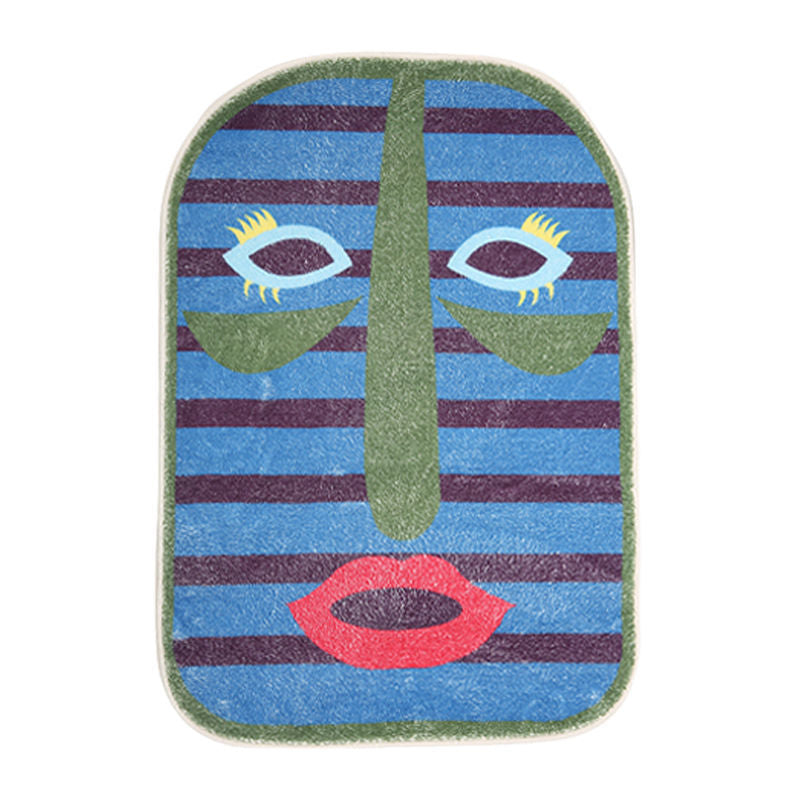 Tufted Bathroom Mat – Soft Oval Rug with Abstract Design Bath Mat for Doorway