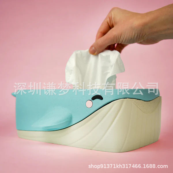 Whale Tissue Box Cover – Cute PLA Desktop Tissue Holder for Home or Office Decor