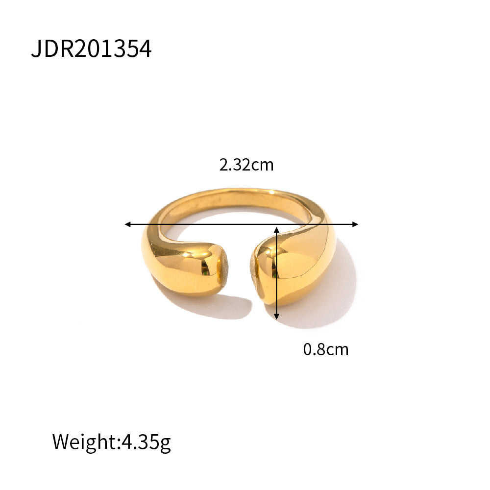 Adjustable Minimalist Stainless Steel Open Band Ring – Polished Gold & Silver Jewelry